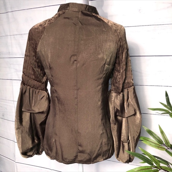 Olive Green Blouse with Bell Sleeves - Picture 5 of 6